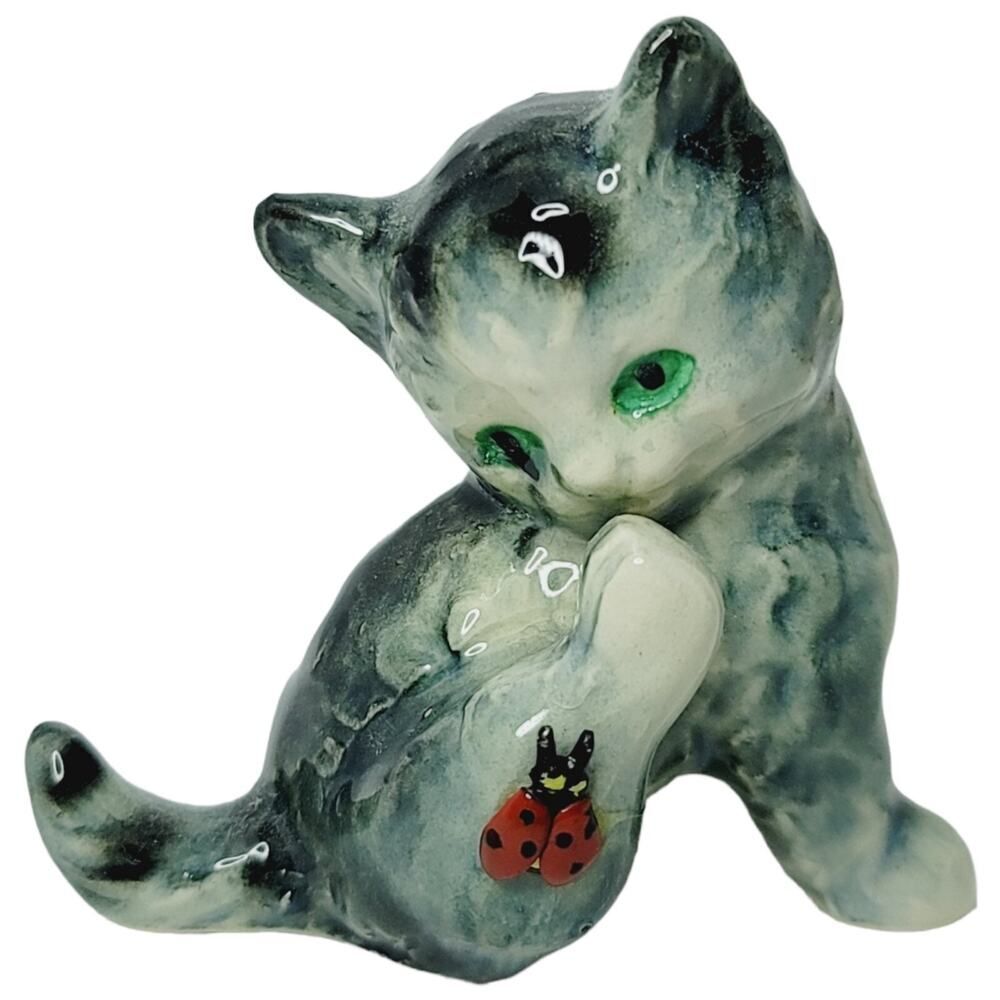 Vintage Goebel Kitten Cat Playing With Ladybug Figurine Germany CK45A TM6